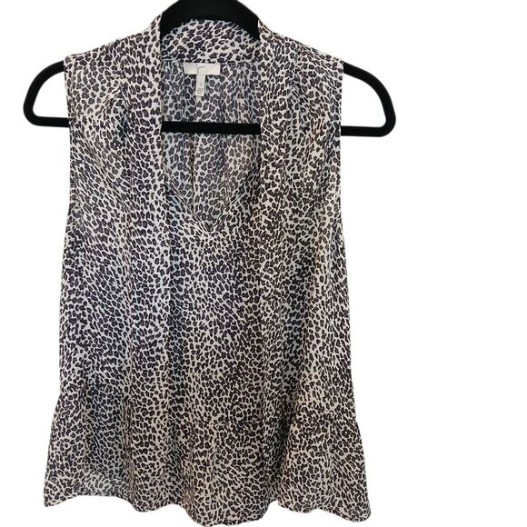 Joie Estero 100% Silk Tank Caviar Animal Print Tie Neck Size Small Top - Picture 2 of 12